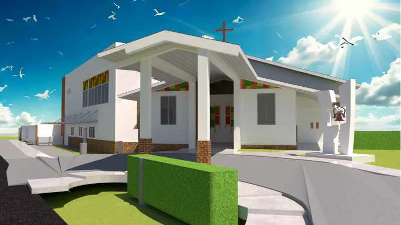 Visualización arquitectónica de la entrada principal renovada