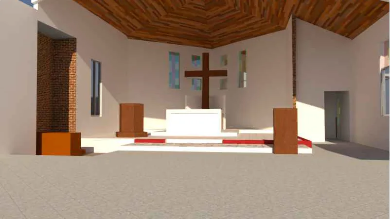 Visualización arquitectónica del altar renovado